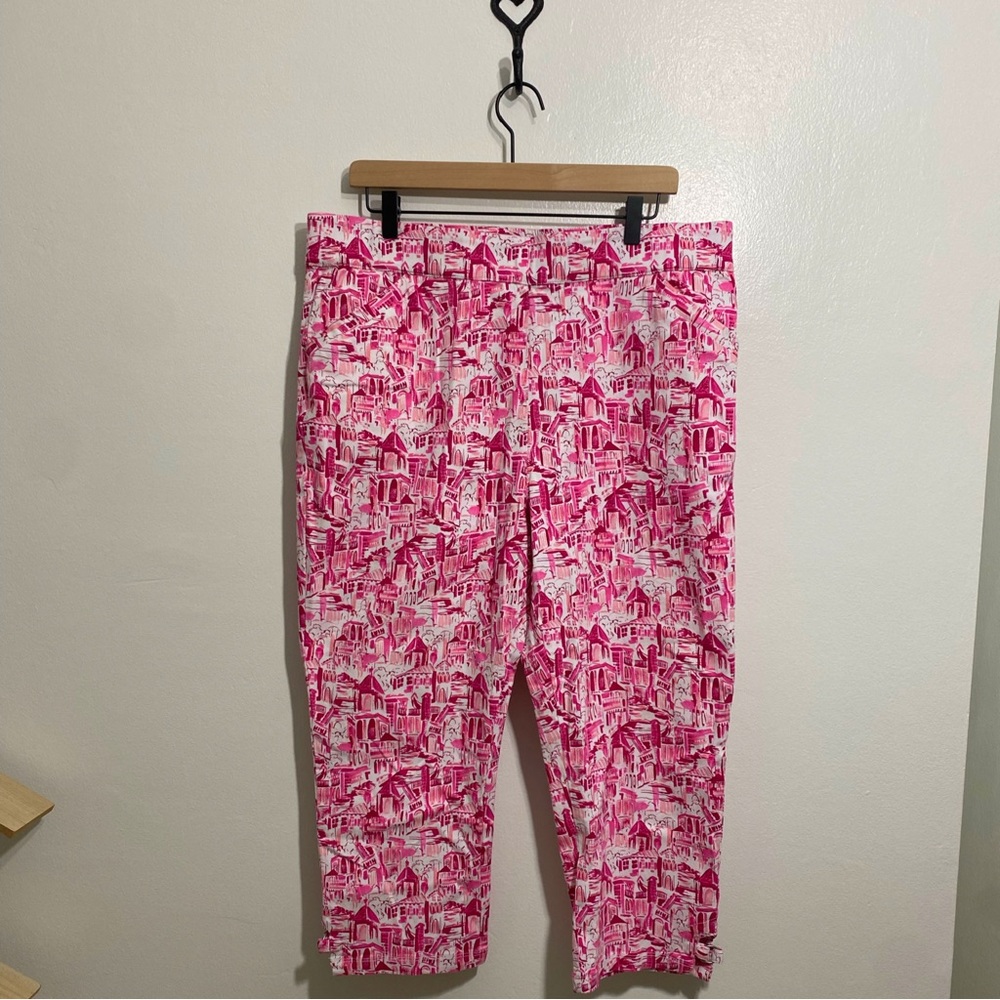 Blair | Pink Print Capri Pants